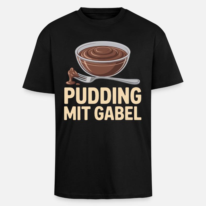 Pudding with fork - Unisex Oversized Heavyweight T-shirt - black
