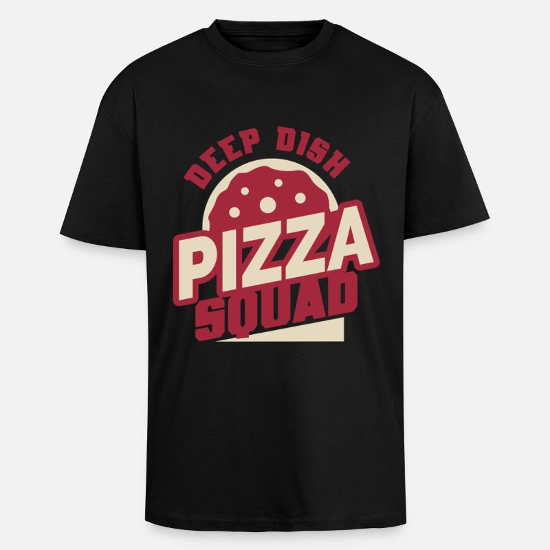Deep Dish Pizza Squad Chicargo - Unisex Oversized Heavyweight T-shirt - black
