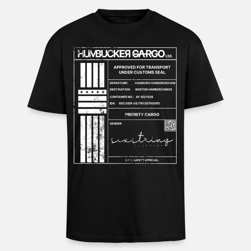 Étiquette d’expédition, blanche - T-shirt unisexe oversize épais - noir