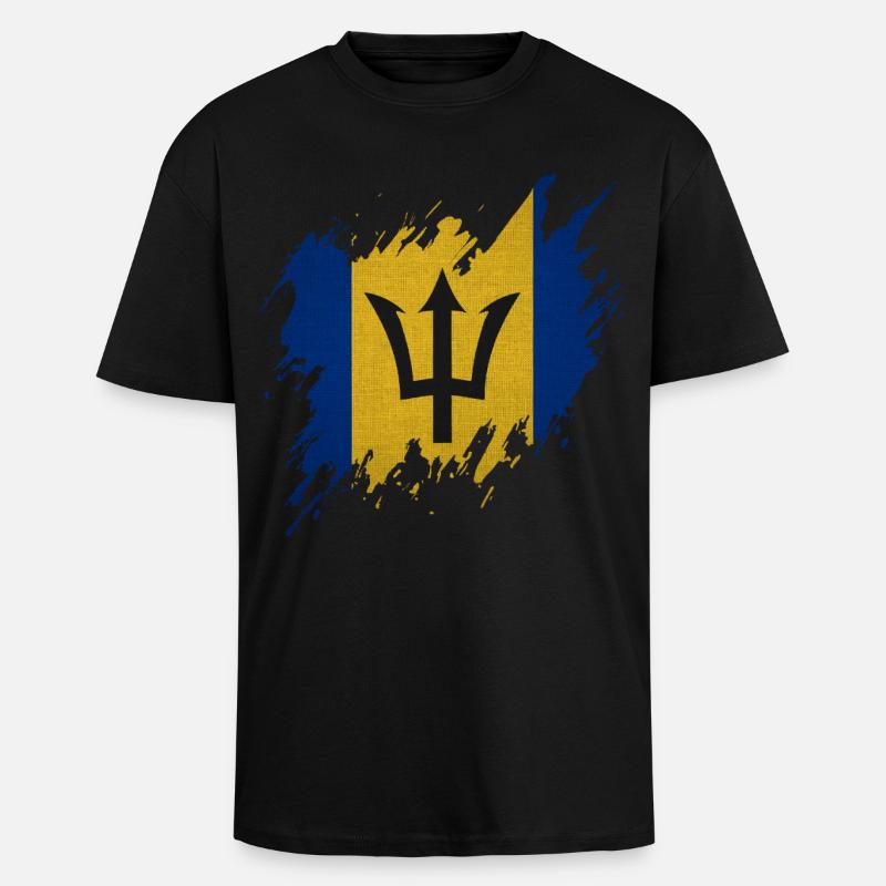 Drapeau de la Barbade, style déchiré - T-shirt unisexe oversize épais - noir
