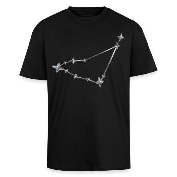 Sternenreihe Konstellation Design - Oversized Heavyweight Unisex T-Shirt - Schwarz - Vorne - Alina (178cm) & Michal (187cm)