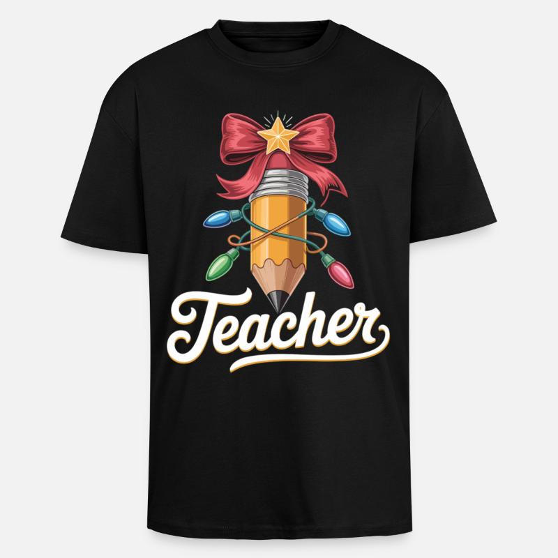 Gaveidé til lærere til jul - Tyk Oversize T-shirt - sort