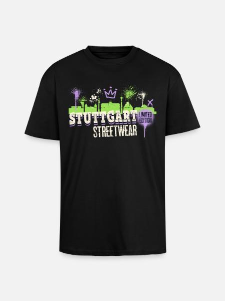 Stuttgart Skyline City Tyskland Graffiti Kunst - Unisex oversized heavyweight t-shirt - sort