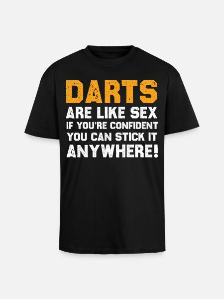 Funny Darts Quote Shirt - Unisex Oversized Heavyweight T-shirt - black