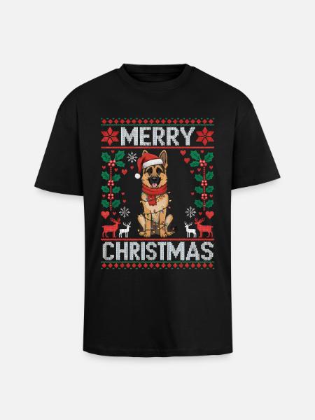 German Shepherd Christmas Gift Xmas - Unisex Oversized Heavyweight T-shirt - black