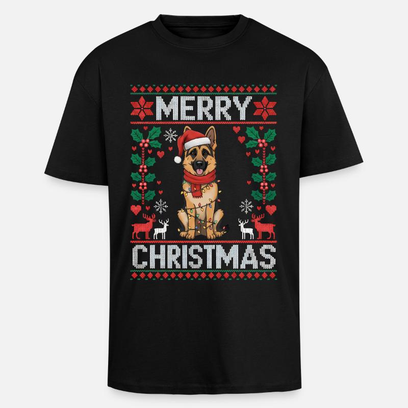 German Shepherd Christmas Gift Xmas - Unisex Oversized Heavyweight T-shirt - black