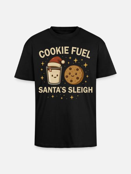 Christmas Baking Crew - Christmas Cookie & Milk - Unisex Oversized Heavyweight T-shirt - black