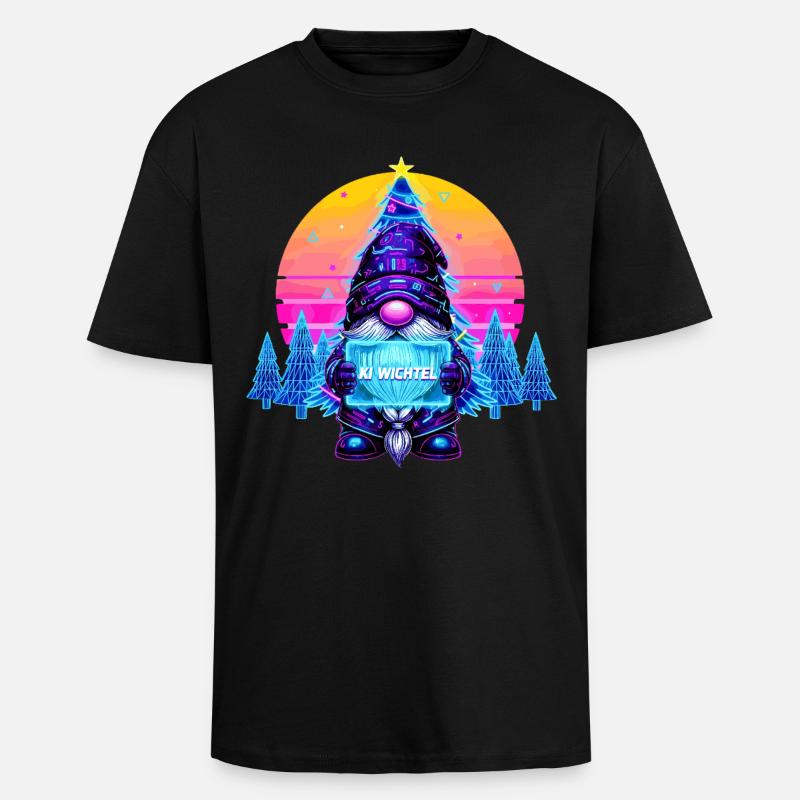 KI WICHTEL - Synthwave Retrowave 80s - Oversized Heavyweight Unisex T-Shirt - Schwarz
