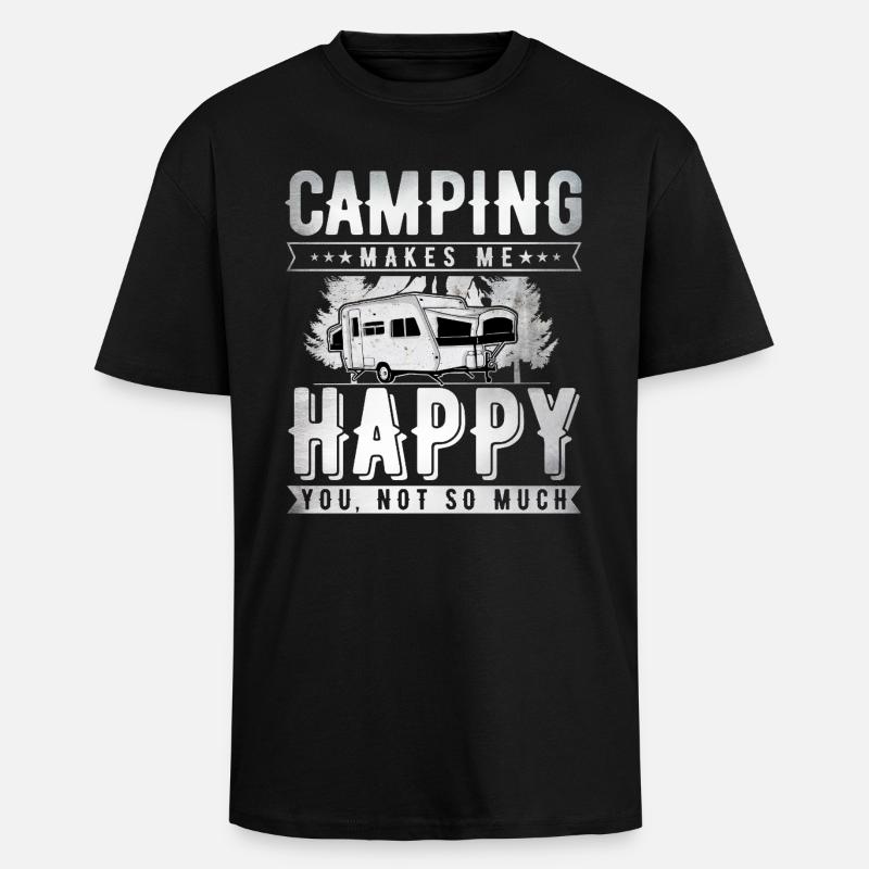 Camping  - Oversized Heavyweight Unisex T-Shirt - Schwarz