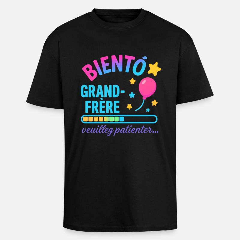 Bald wartet ein großer Bruder - Oversized Heavyweight Unisex T-Shirt - Schwarz