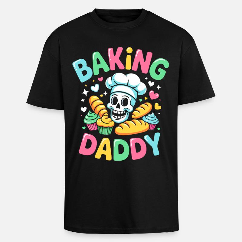 Backen Daddy Kochskull - Oversized Heavyweight Unisex T-Shirt - Schwarz
