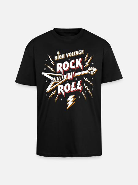 Hochspannungs-Rock'n'Roll-Gitarre - Oversized Heavyweight Unisex T-Shirt - Schwarz