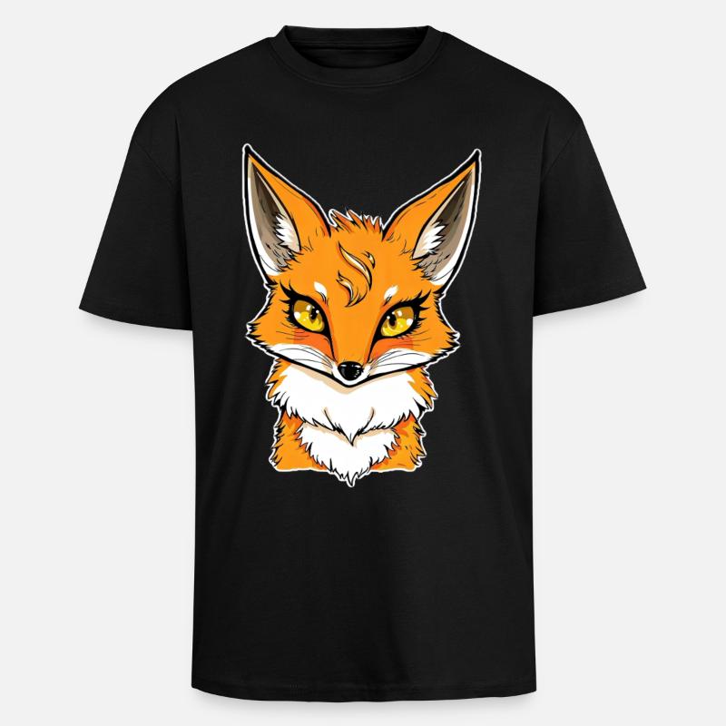 Illustration de bande dessinée Fox Head - T-shirt unisexe oversize épais - noir