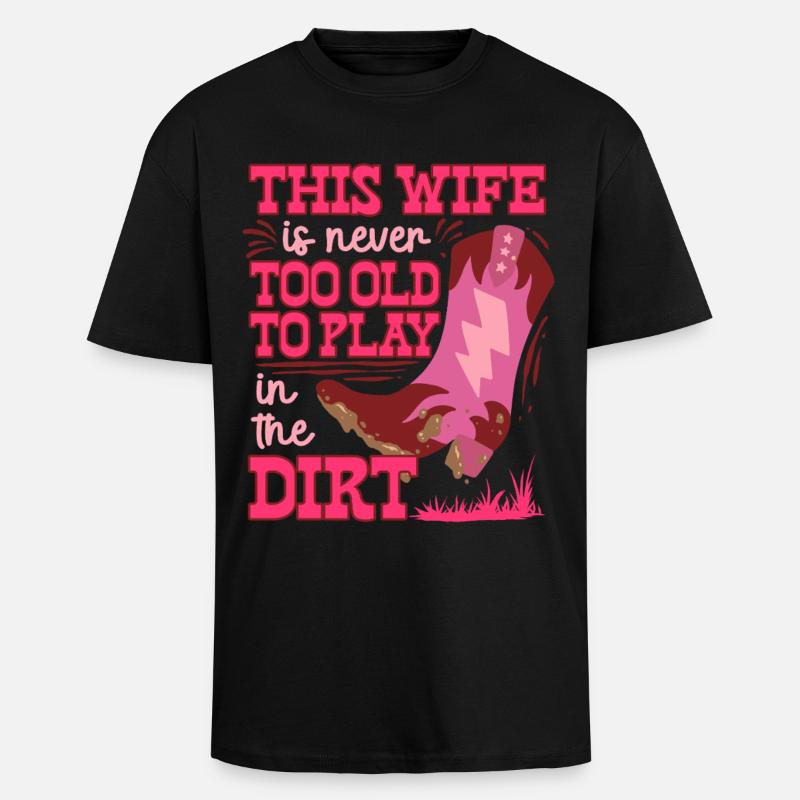 Ehefrau eines Bauern Mutter - Oversized Heavyweight Unisex T-Shirt - Schwarz