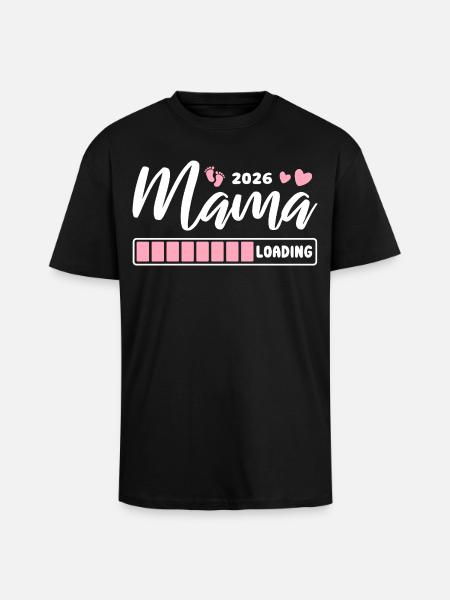 Mom 2026 loading - Pregnancy - Gift - Unisex Oversized Heavyweight T-shirt - black