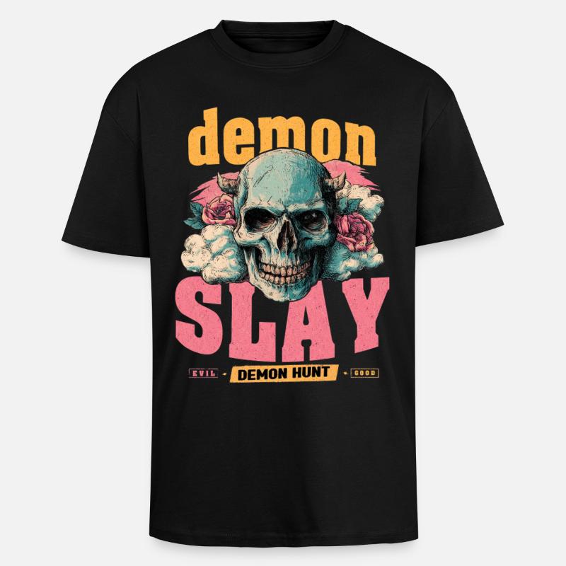 Dämonenjäger Schädel - Oversized Heavyweight Unisex T-Shirt - Schwarz