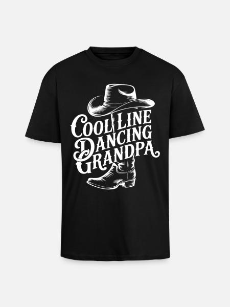 Line-Dancing Grandpa Cowboy - Unisex Oversized Heavyweight T-shirt - black