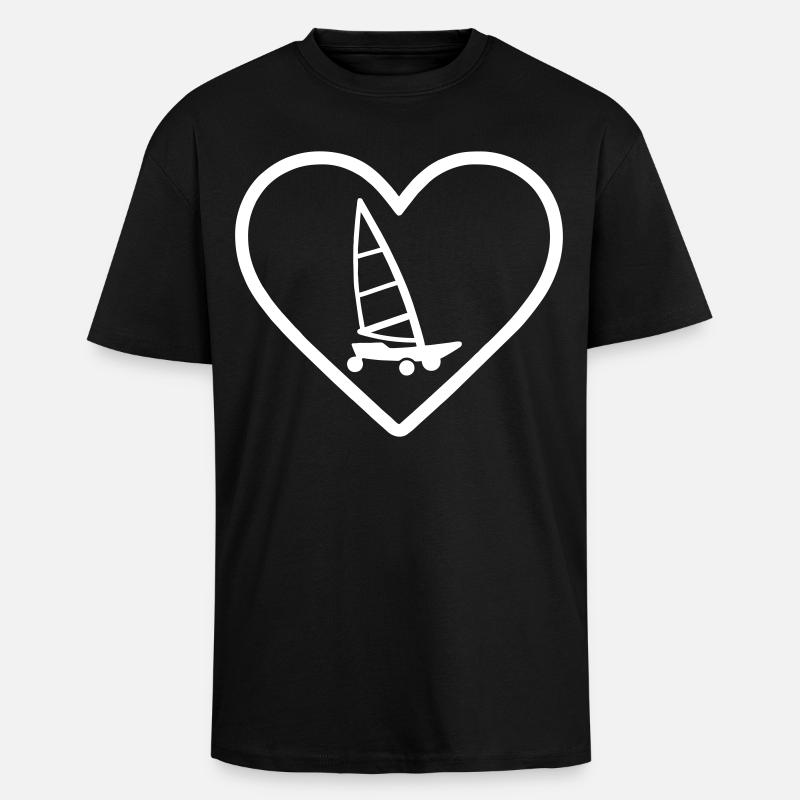 Heart Land Sailing – Attraction éolienne - T-shirt unisexe oversize épais - noir