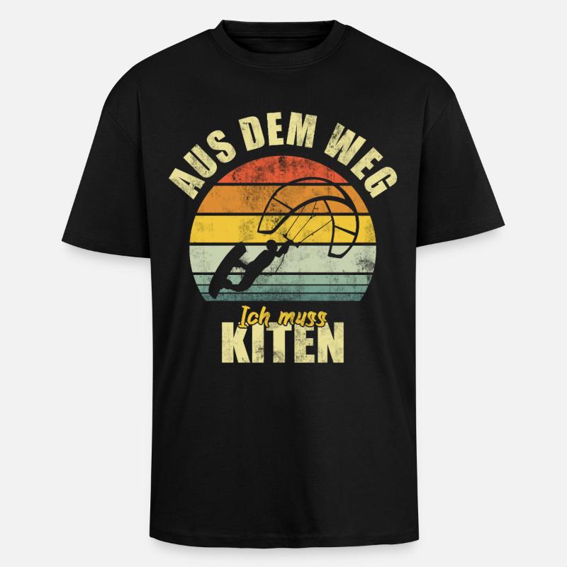 Kiting Kiter Surfer Surfeur Rétro - T-shirt unisexe oversize épais - noir