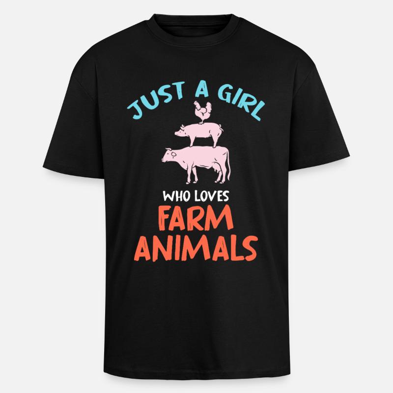 Nur ein Mädchen liebt Hoftiere - Oversized Heavyweight Unisex T-Shirt - Schwarz
