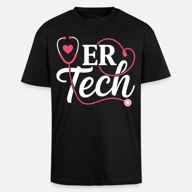 ERTech Stethoskop Herz - Oversized Heavyweight Unisex T-Shirt - Schwarz