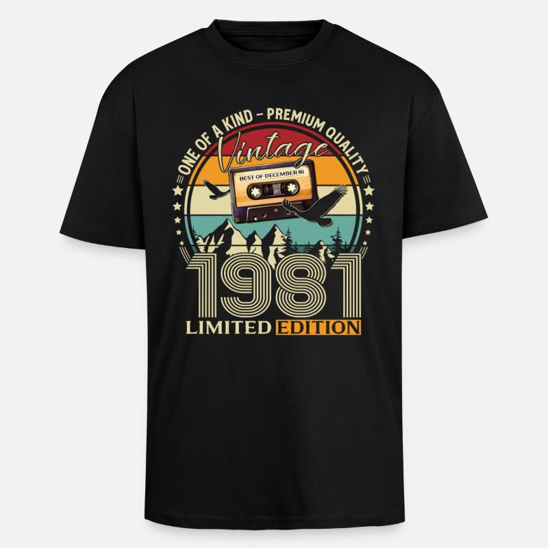 44e anniversaire cassette décembre 1981 - T-shirt unisexe oversize épais - noir