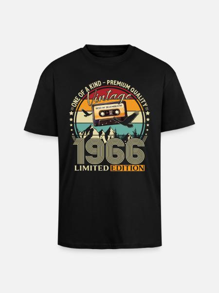 Cassette du 59e anniversaire décembre 1966 - T-shirt unisexe oversize épais - noir