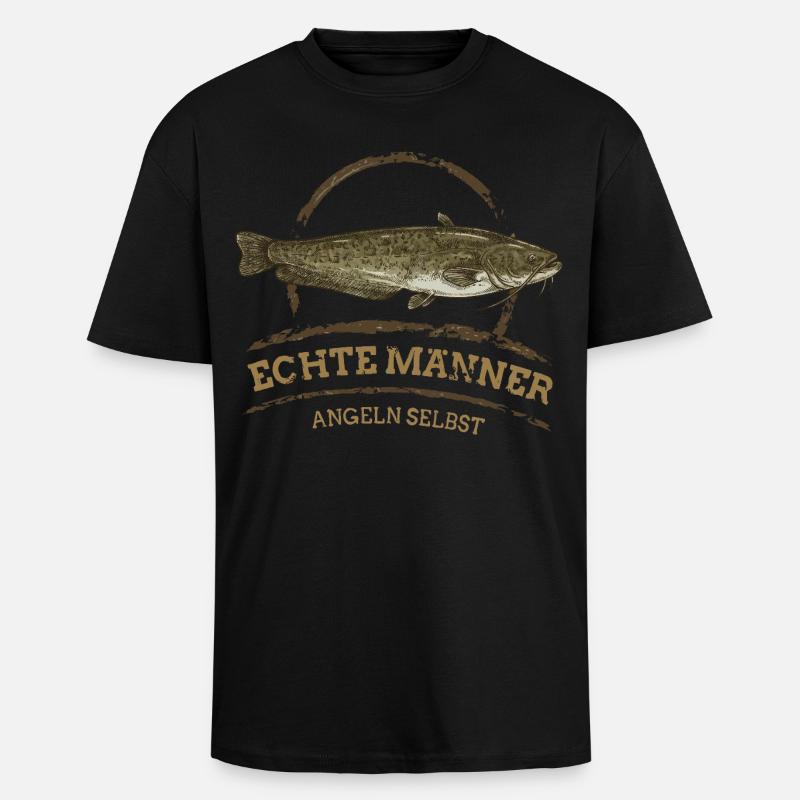 De vrais hommes attrapant du poisson-chat - T-shirt unisexe oversize épais - noir