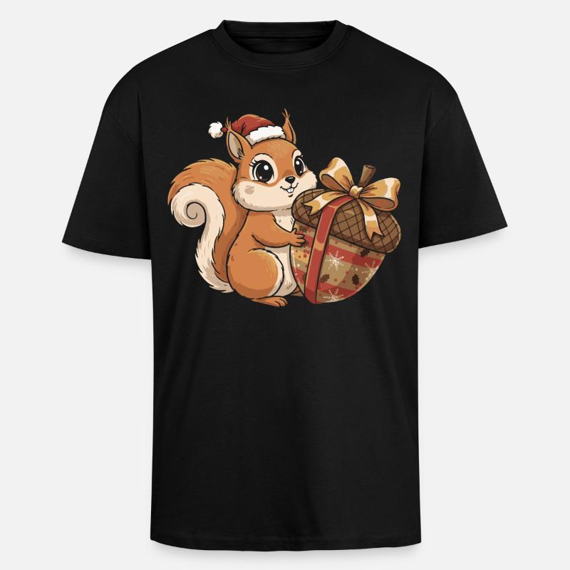 Winterfreude Eichhörnchen Geschenk - Oversized Heavyweight Unisex T-Shirt - Schwarz
