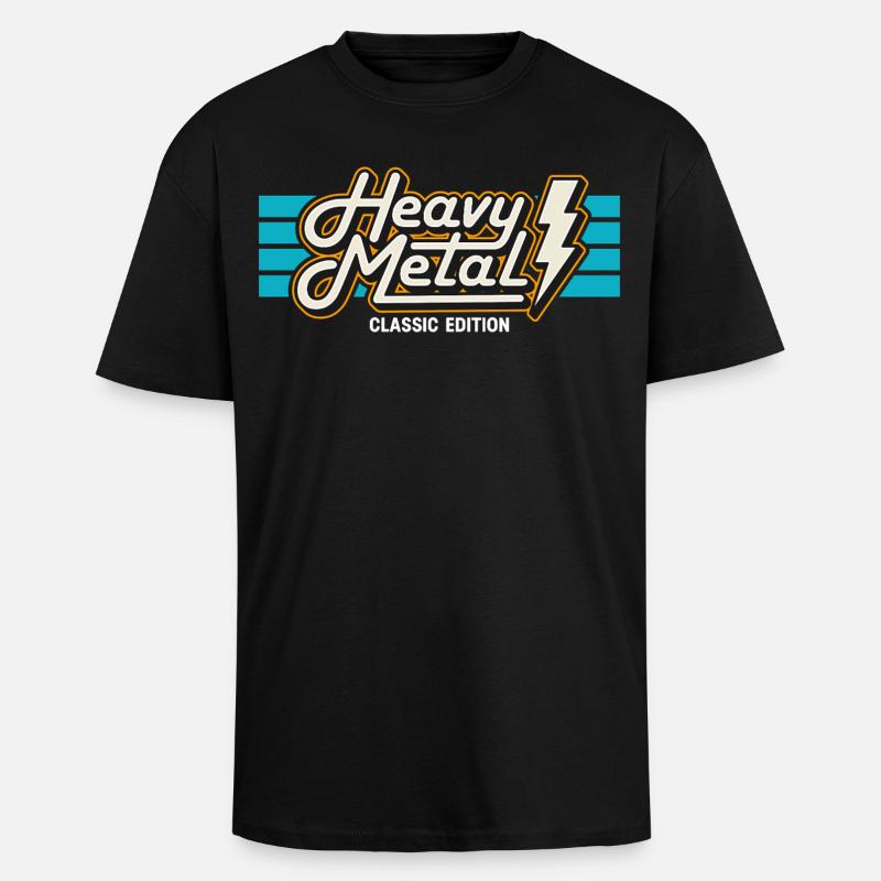 Retro Heavy Metal Abzeichen mit Blitz - Oversized Heavyweight Unisex T-Shirt - Schwarz