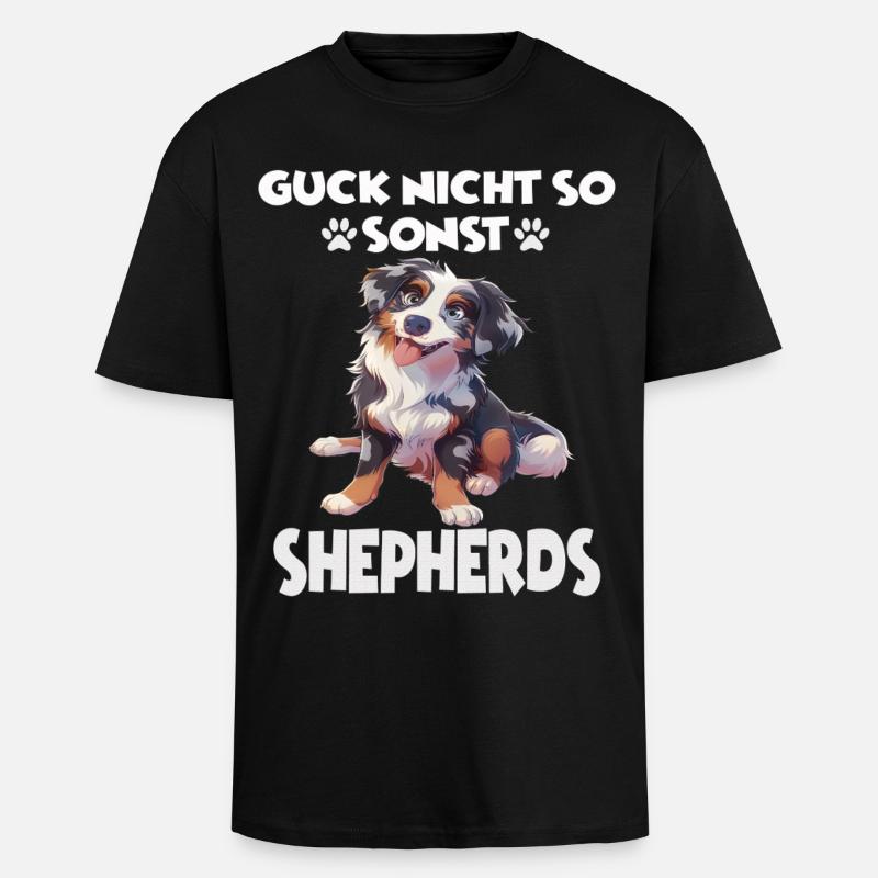 Australian Shepherd T Gassi Hundehalter Aussie - Oversized Heavyweight Unisex T-Shirt - Schwarz