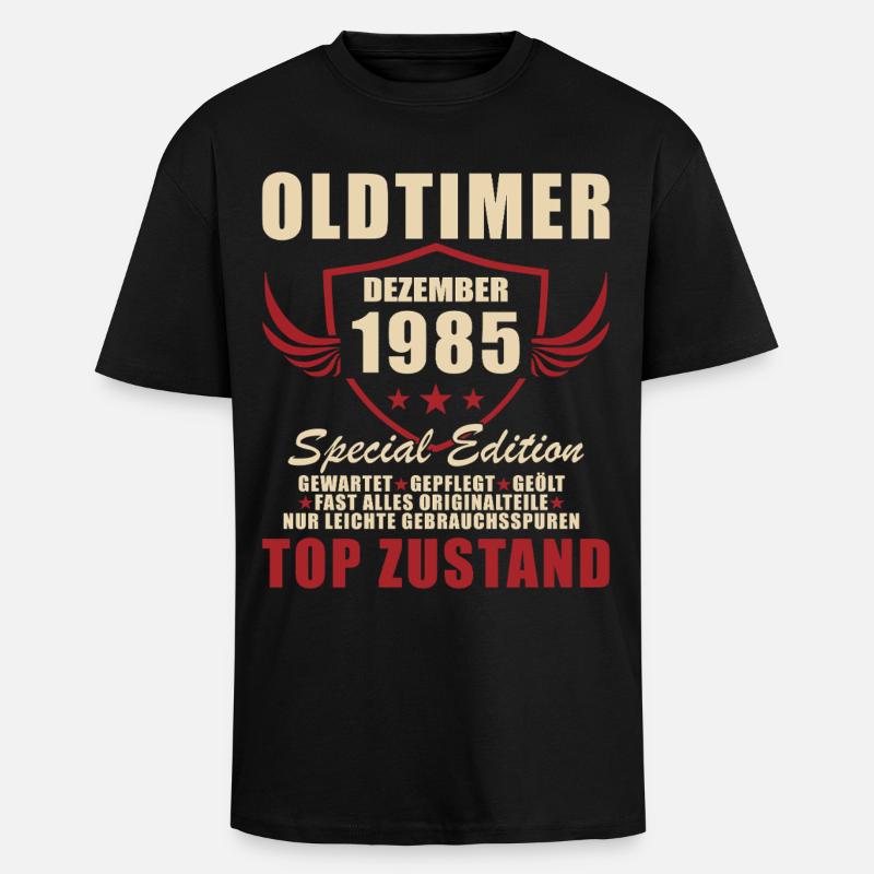 Oldtimer Dezember 1985 Spezial Edition - Oversized Heavyweight Unisex T-Shirt - Schwarz