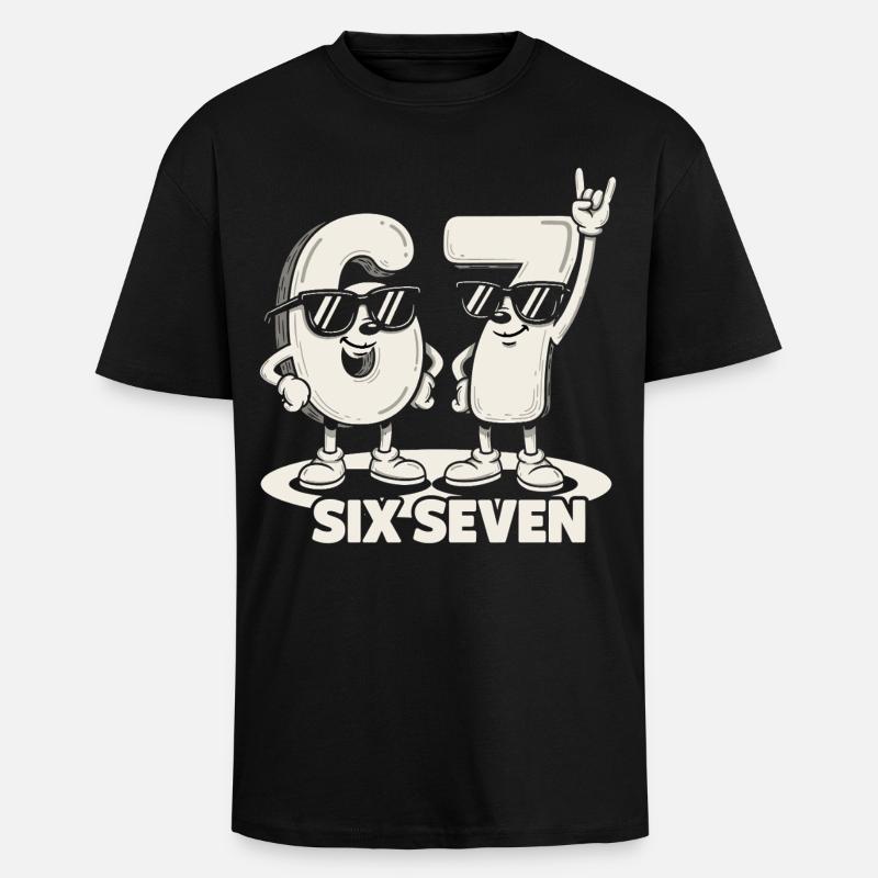 67 Six Seven meme 6 7 - Retro rockmusikk gave - Unisex oversized t-skjorte i kraftig kvalitet - svart