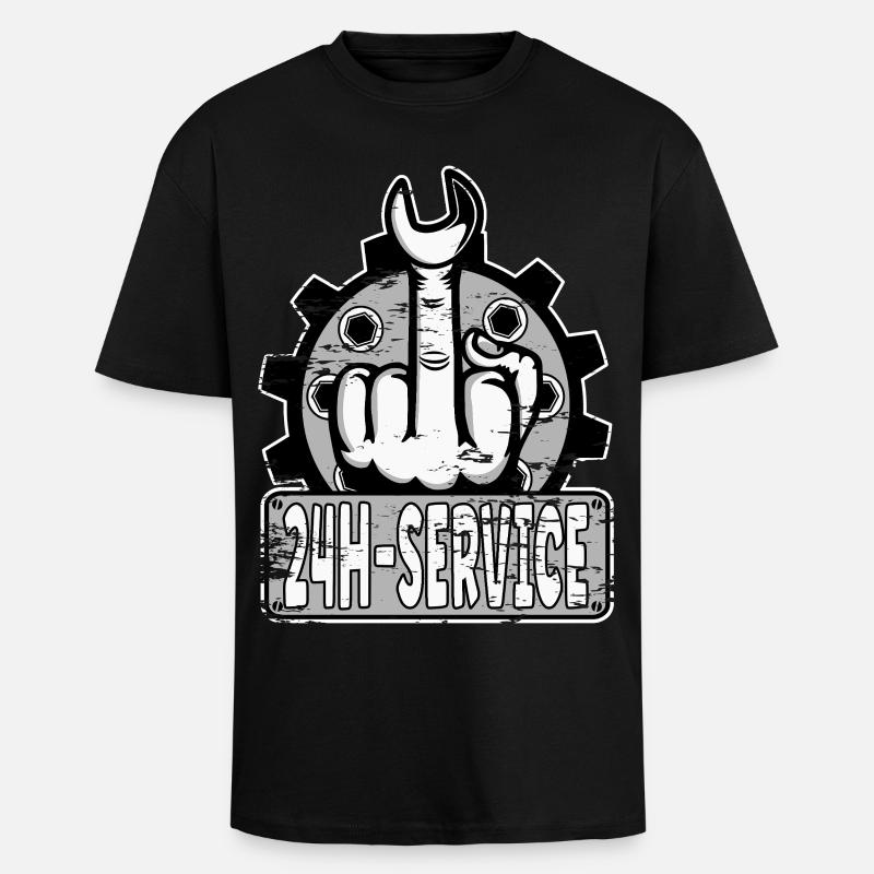 Mittelfinger Stinkerfinger 24h Service Design Grau - Oversized Heavyweight Unisex T-Shirt - Schwarz