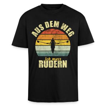 Rudern Ruderer Rudersport Lustiger Spruch Vintage - Oversized Heavyweight Unisex T-Shirt - Schwarz - Vorne - Alina (178cm) & Michal (187cm)