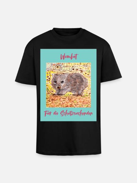 Wombat Shelter Seeker Illustration - Unisex Oversized Heavyweight T-shirt - black