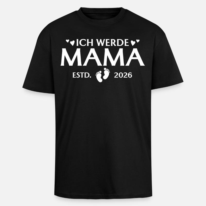 Ich werde Mama 2026 Mutterschaft - Oversized Heavyweight Unisex T-Shirt - Schwarz