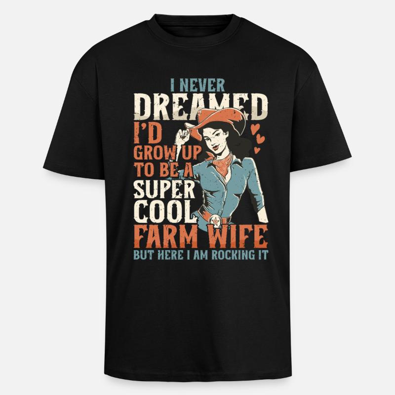 Ehefrau eines Bauern Mutter - Oversized Heavyweight Unisex T-Shirt - Schwarz