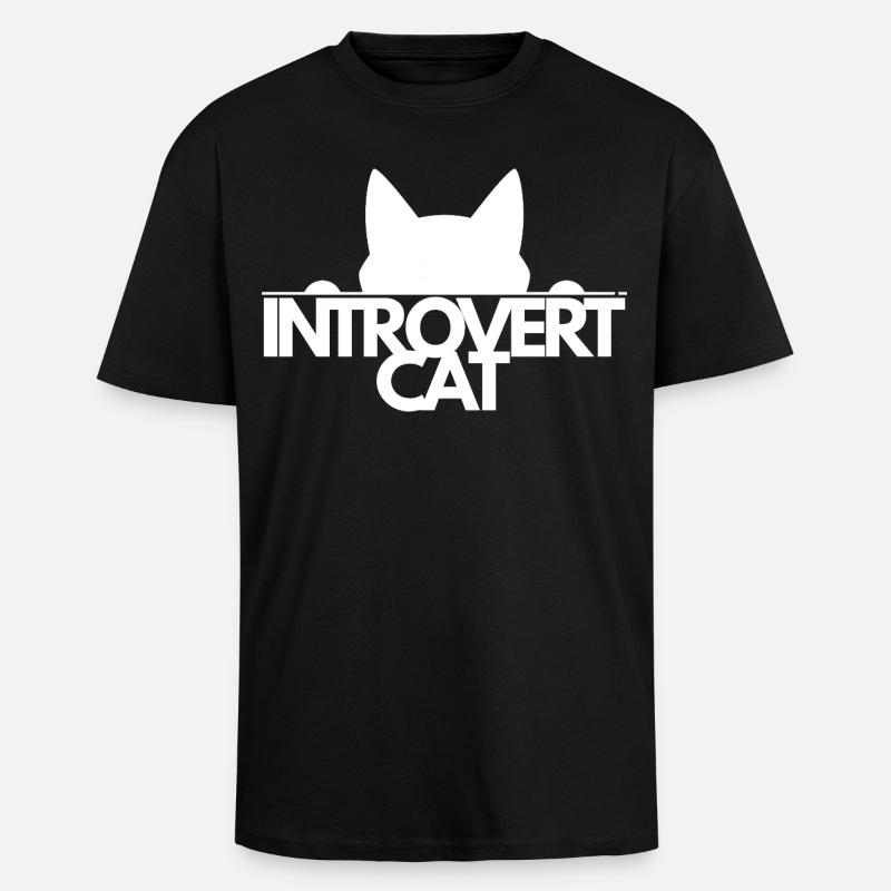 Introvertierter Cat Silhouette - Oversized Heavyweight Unisex T-Shirt - Schwarz