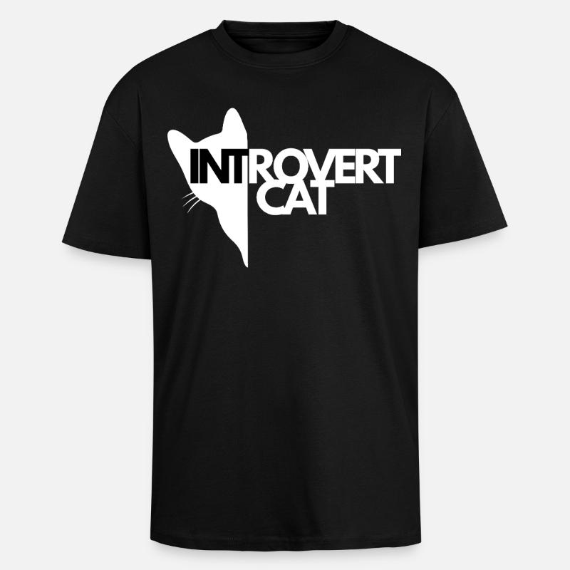 Chat Introverti Silhouette Contrastée - T-shirt unisexe oversize épais - noir