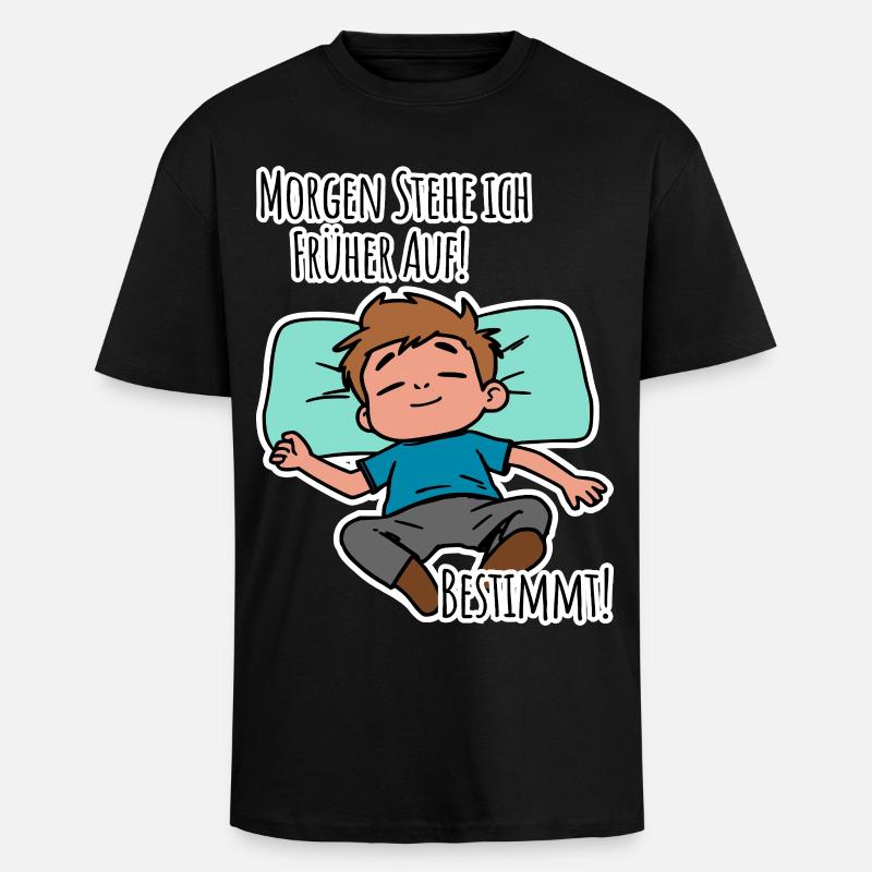 Morgenmuffel? Früh aufstehen oder faulenzen? - Oversized Heavyweight Unisex T-Shirt - Schwarz