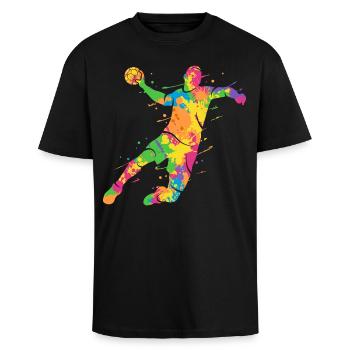Joueur coloré de handball - T-shirt unisexe oversize épais - noir - Devant - Alina (178cm) & Michal (187cm)