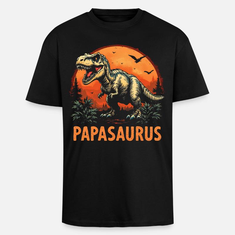 Papasaurus Bester Papa starker Vater Geschenk - Oversized Heavyweight Unisex T-Shirt - Schwarz