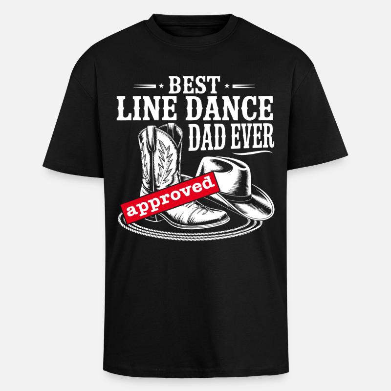 Best Line Dance Dad Ever - Oversized Heavyweight Unisex T-Shirt - Schwarz