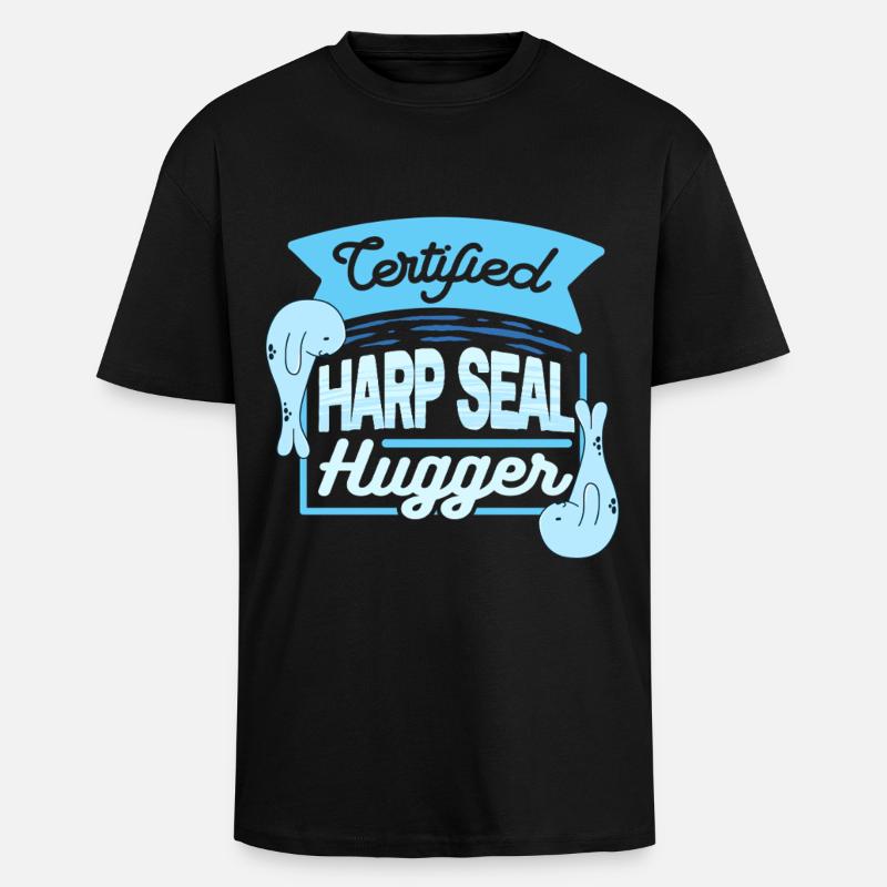 Sattelrobbe Robben Certified Harp Seal Hugger - Unisex Oversized Heavyweight T-shirt - black