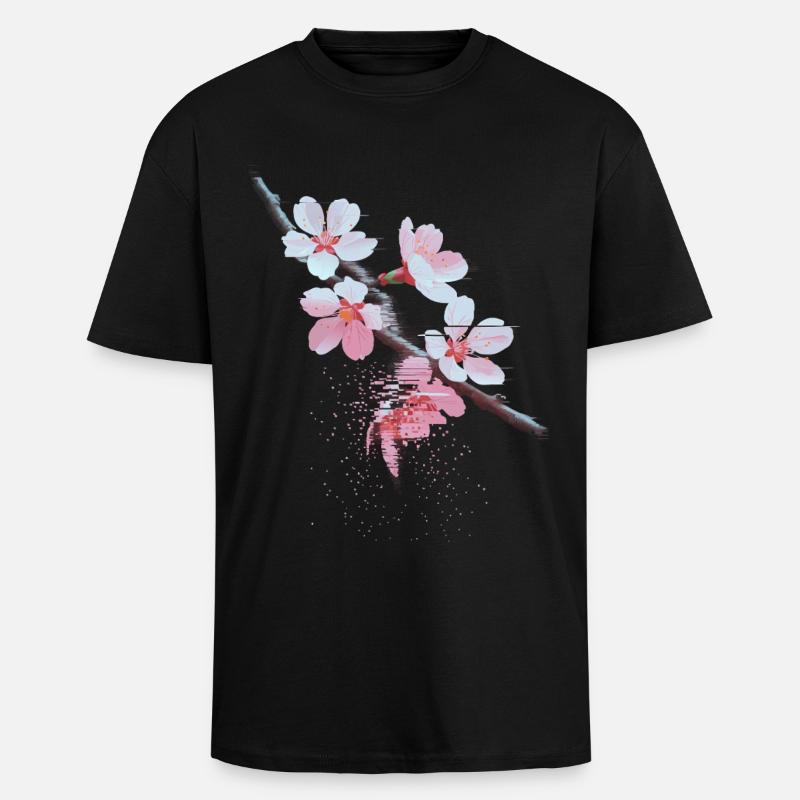 Succursale d’art bug de Cherry Blossoms - T-shirt unisexe oversize épais - noir