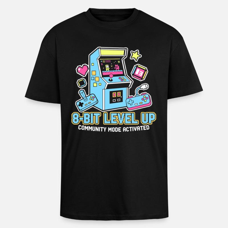 8-Bit LEVEL Arcade Retro Gaming Community - Oversized Heavyweight Unisex T-Shirt - Schwarz