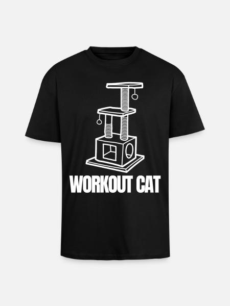 Workout Cat Emblem - Unisex Oversized Heavyweight T-shirt - black