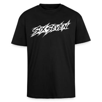 six seven - Unisex Oversized Heavyweight T-shirt - black - Front - Alina (178cm) & Michal (187cm)