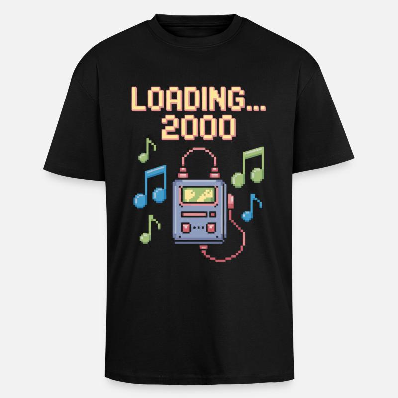 Retro Pixel Design – Loading 2000 - Oversized Heavyweight Unisex T-Shirt - Schwarz